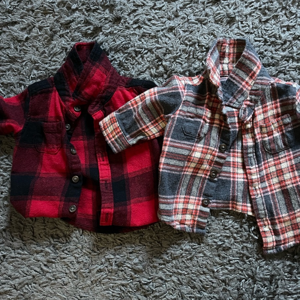 Cat&Jack flannel shirts size 0-3 months